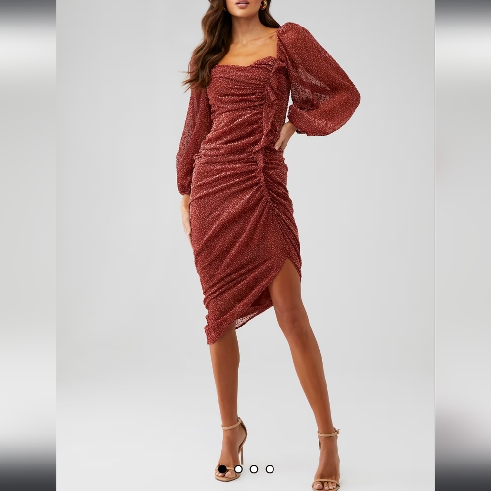 ASTR the Label Rust Balloon Sleeve Athens Dress